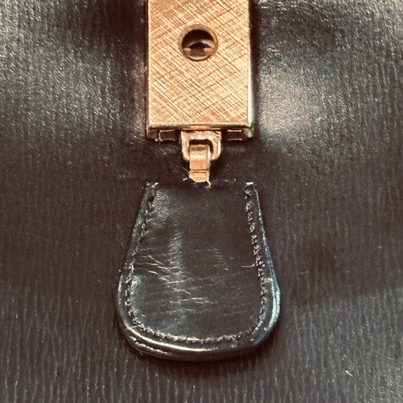 Bienen-Davis Vintage Mid-Century Structured Black Leather Purse Bag One Handle - Picture 8 of 9